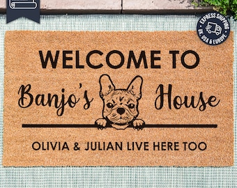 Frenchie Doormat - Custom French Bulldog Dog Breed Mat - Custom Dog Gifts For Dog Lover - Personalized Frenchie Welcome Mat - Custom Dog Rug