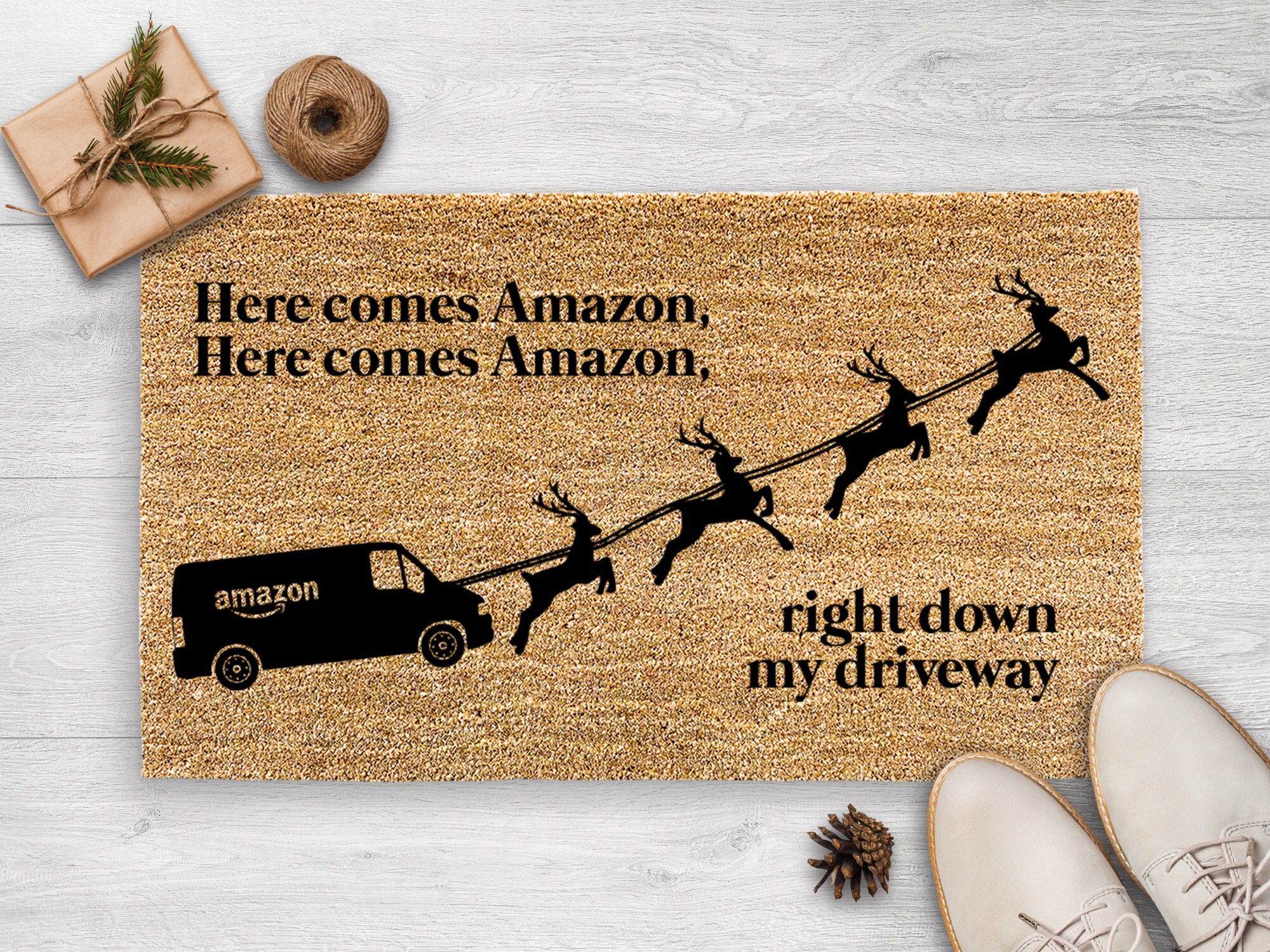 Here Comes Amazon Funny Christmas Decorations Funny - Etsy
