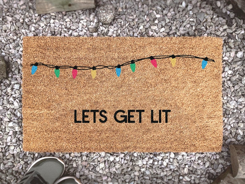 Let's Get Lit Funny Doormats Funny Christmas Doormat Etsy