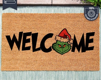 Grinch Kerstversiering - Grinch Deurmat - Grappige Kerst Deurmat - Grappige Welkom Mat - Grinch Kerst - Het Grinch Decor