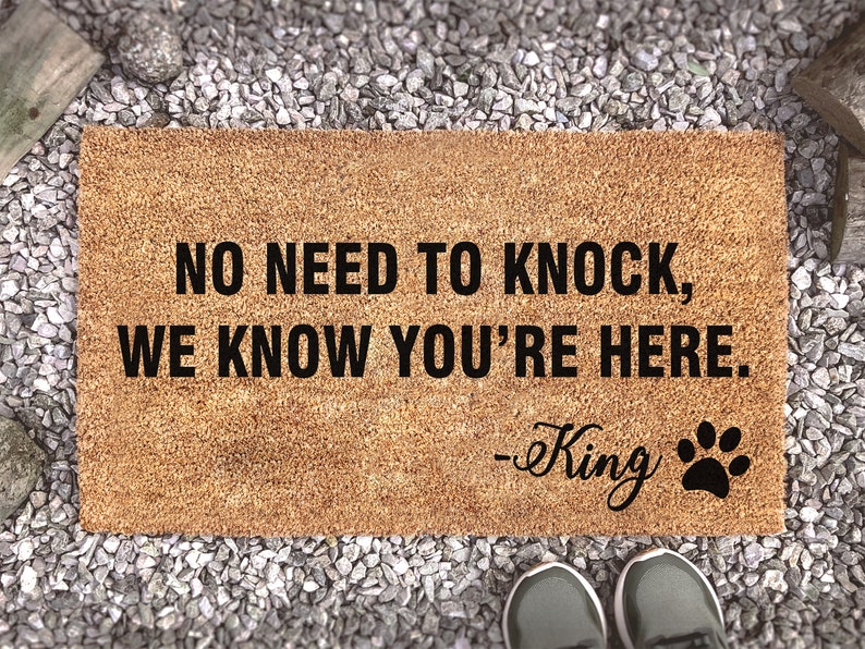 Personalized Dog Doormat  No Need To Knock We Know image 1
