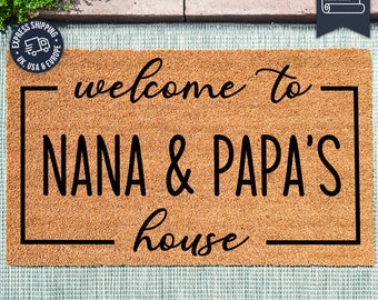 Personalized Nana & Papa Doormat - Unique Grandparent Gift, Custom Welcome Mat For Grandparent Gifts - Custom Grandparent Coir Doormat