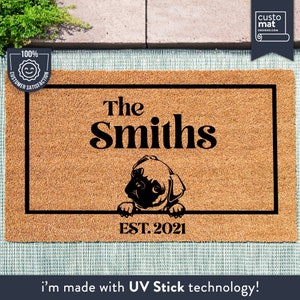 Pug Dog Door Mat - Dog Lover Doormat - Custom Pet Breed - Personalized Animal Doormat - Cute Family Pet Lover Gift - Pug Gift - Pug Doormat