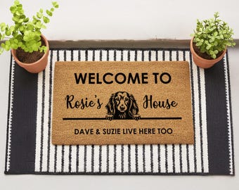 Long Haired Dachshund Doormat - Custom Dachshund Dog Breed Mat - Custom Dog Gifts For Dog Lovers - Personalized Dachshund Welcome Rug