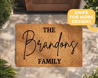 Custom Doormat With Family Name | Personalised Coir | Front Door Gift