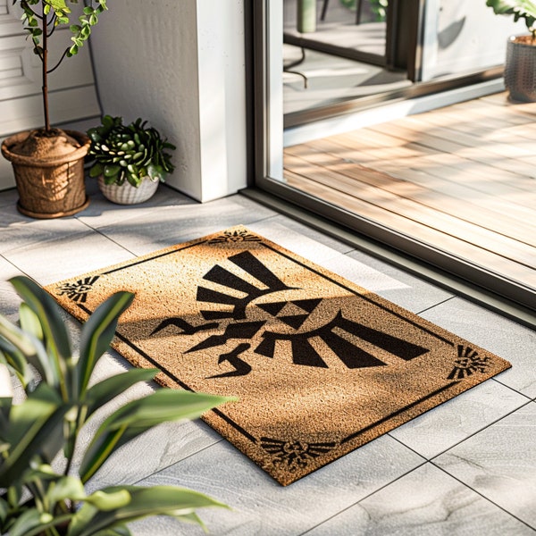 Zelda Inspired Doormat - Land Of Hyrule - Unique Zelda Rug - Heroic Entrance Mat - Doormat For Gamers - Link Door Mat - TOTK Mat - BOTW Rug