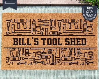 Custom Name Tool Shed Doormat - Gift For Him - Father's Day Gift - Gift For Husband - Man Cave Door Mat