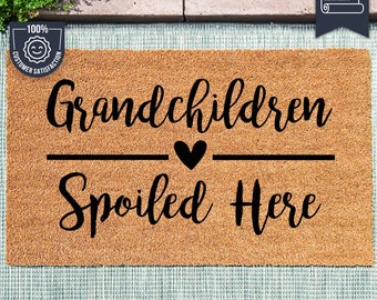 Grandchildren Spoiled Here - Personalized Family Doormat - Custom Coir Door Mat - Housewarming Gift
