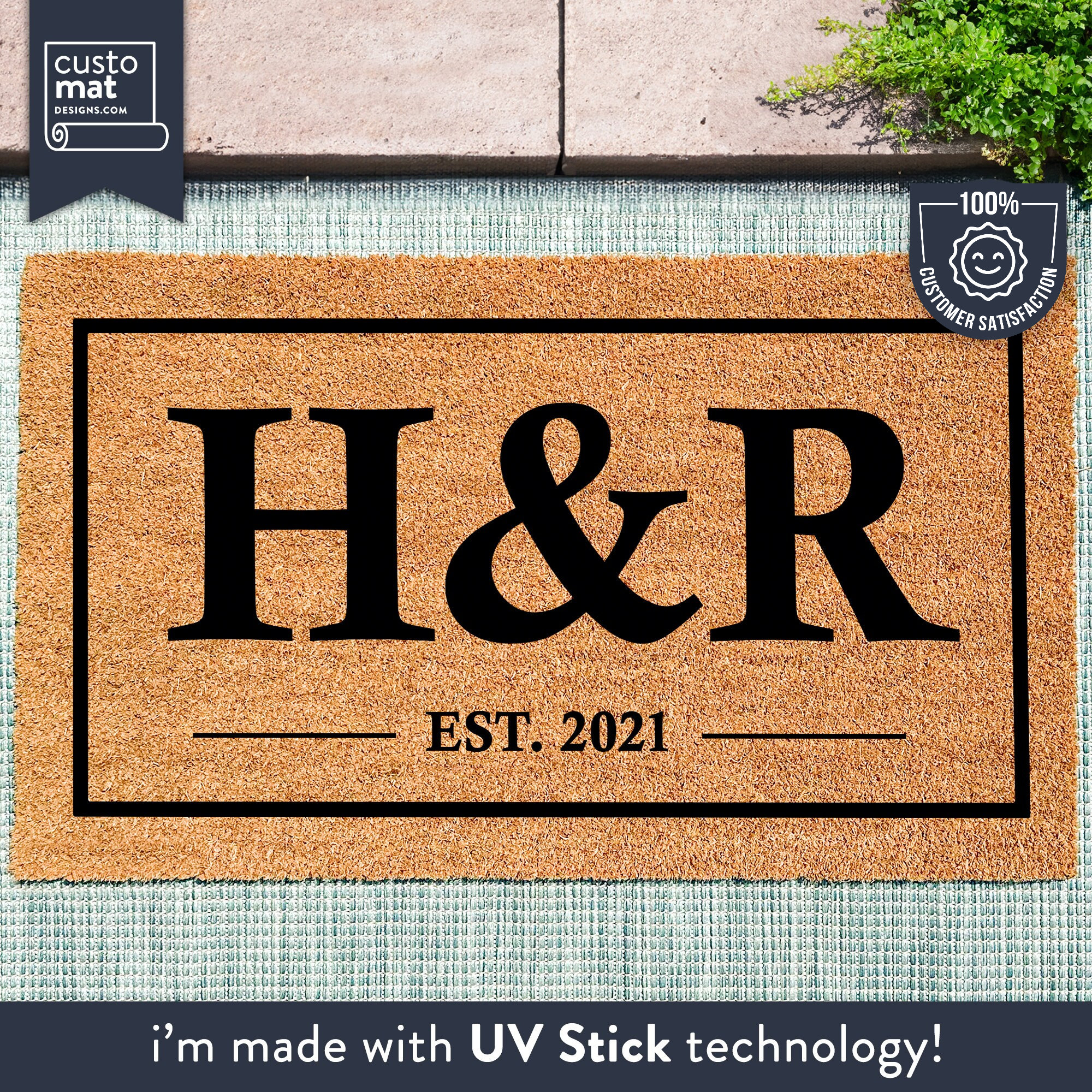 Custom Initial Doormat - Simple Monogram Door Mat - Home Decor ...