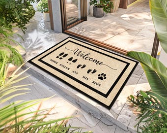 Personalised Family Name Door Rug, Outdoor Rain Resistant Mat