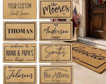 Personalised Doormat Last Name | Custom Family Welcome Mat | Housewarming Gift UK