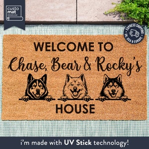 Tapis d&#39;entrée de race de chien sur mesure - paillasson personnalisé sur le thème canin - cadeau sur mesure pour les amoureux des chiens - mettez en valeur votre race de chien - paillasson pour les amoureux des animaux de compagnie
