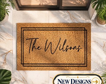 Custom Last Name Doormat | Doorstep Decor | Personalised Family Coir Mat