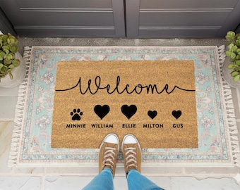 Personalized Welcome to Our Home Doormat - Custom Entryway Rug -  Perfect Housewarming Gift -Custom Name Doormat for Home Entryway or Porch