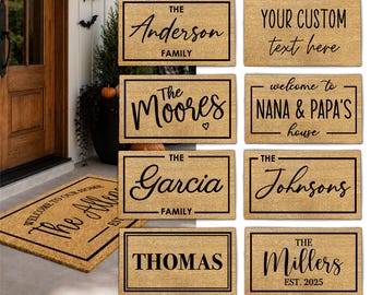 Gepersonaliseerde deurmat met familienaam | Deurmat met achternaam | Cadeau voor een housewarming