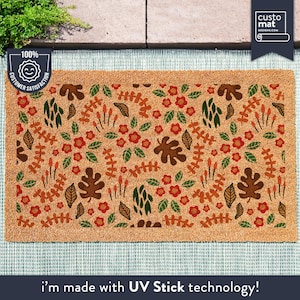 Colorful Floral Front Door Decor - Floral Pattern Housewarming Gift - Cute Flower Entrance Doormat - Spring Flower Door Mat - Plant Lover