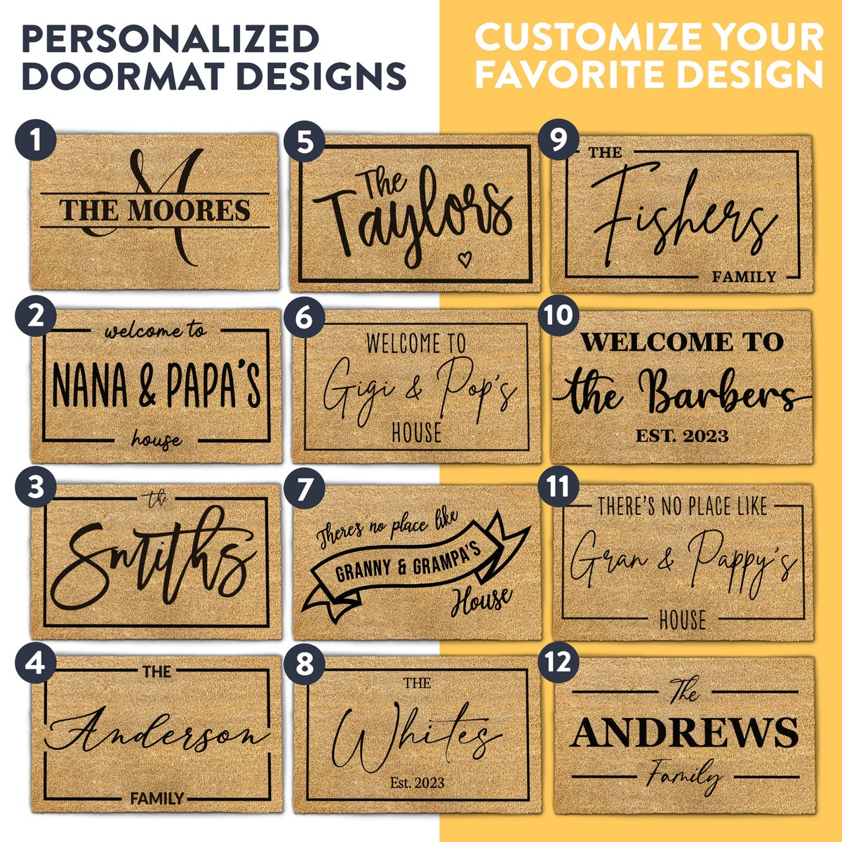Best Selling Personalized Doormat - Custom Housewarming Gift for Grandparents - Customized Coir Door Mat - Front Door Mat Customised Rug - Etsy