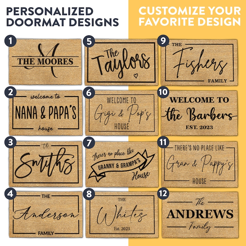 Best Selling Personalized Doormat - Custom Housewarming Gift for Grandparents - Customized Coir Door Mat - Front Door Mat Customised Rug