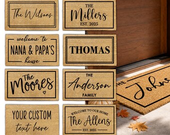 Personalised Front Door Mat Family Name | Custom Doormat | Housewarming Home Gift