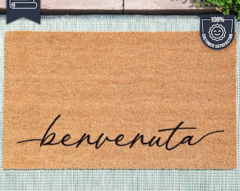 Italian Welcome Doormat - Italy - Benvenuta - European Doormat - Custom Text Doormat - Porch Decor - Custom Home Decor - Wedding Gift