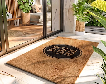 Your Logo Here Customized Welcome Mat - Your Logo Here Personalized Doormat - Your Custom Design Door Mat - Custom Coir Rug - Business Logo