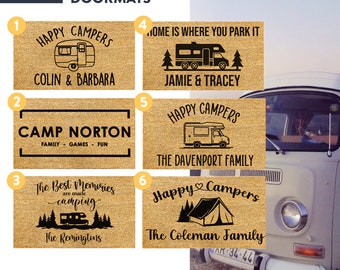 Camper Doormat - Personalized Camping Door Mat - Camper Van Gift - Family Name Mat - Camping Gift - Welcome Mat - RV Rug - Gifts For Family