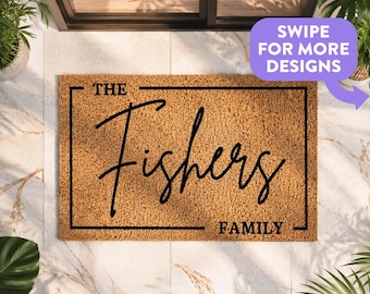 Personalised Family Doormat | Custom Surname Welcome Mat | Housewarming Gift