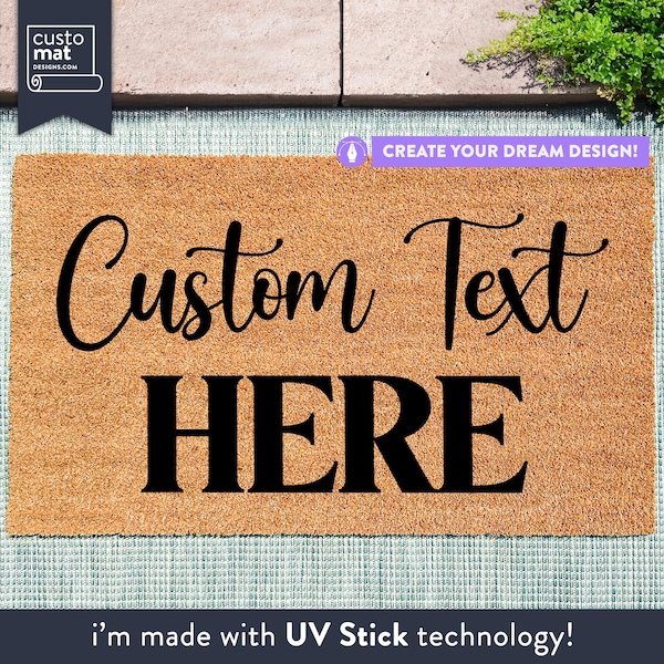 Custom Text Here - Personalized Doormat - Porch Decor - New Home Décor - Housewarming Gift - Choose Your Font - Choose Your Text