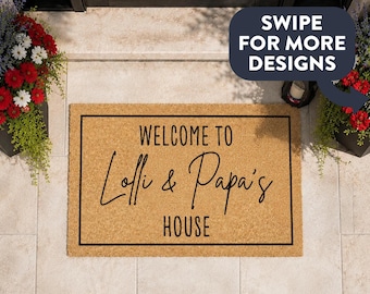 Custom Lolli & Papa Welcome Mat | Porch Decor | Personalised Coir Mat
