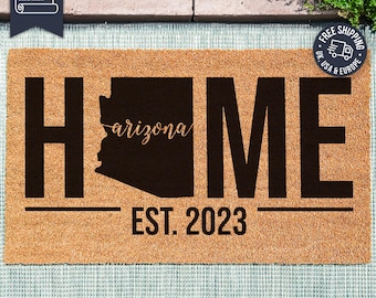 Arizona State - Home State Doormat - State Silhouette Door Mat - Custom Personalized Rug Gift - Housewarming Mat - Porch Decor - Arizona Art