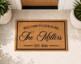 Personalised Last Name Coir Mat | Doorstep Gift | Custom Family Welcome