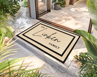 Personalised Family Welcome Porch Rug, Durable Name Door Mat