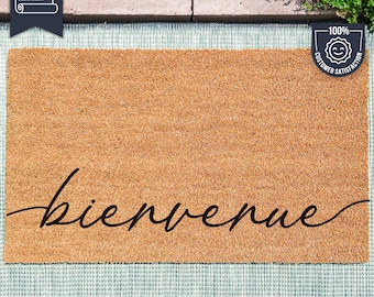 French Welcome Doormat - Bienvenue Coir Door Mat - Custom Made - French Doormat - Personalized Doormat - Home Decor - Housewarming Gift