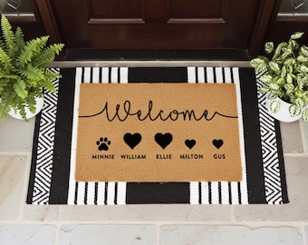Customize This Family Doormat - Welcome to Our Home Door Mat Custom To You -  Home Entryway or Porch Decor