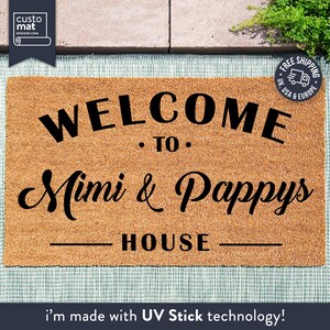 Mimi & Pappy&#39;s House - Perfect Gift - Gift For - Gifts For Grandad and Nanny - Personalized Doormat For Grandparents - Christmas Gift