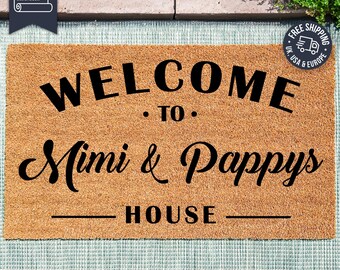 Mimi & Pappy's House - Perfektes Geschenk - Geschenk für - Geschenke für Opa und Kindermädchen - Personalisierte Fußmatte für Großeltern - Weihnachtsgeschenk