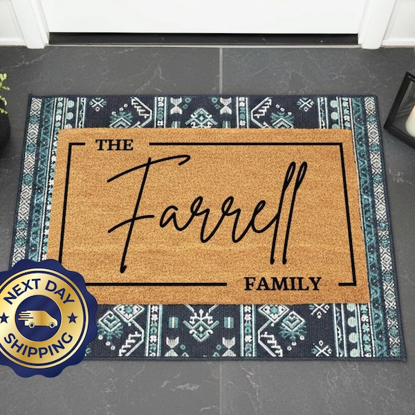 Esthetisch voordeurdecor | Gepersonaliseerde "The Farrell Family"-mat