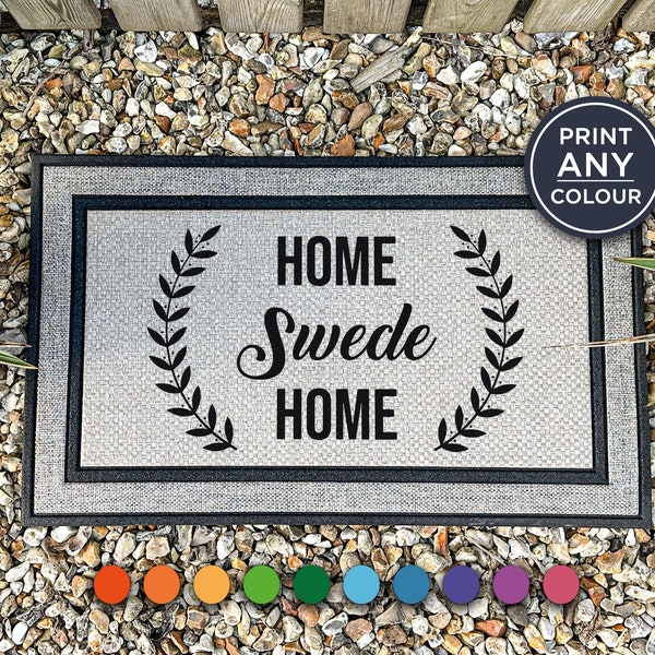 Home Swede Home - Cute Swedish Family Door Mat New Home Wedding Gift - Home Decor - Welcome Doormat - Weather Proof Doormat