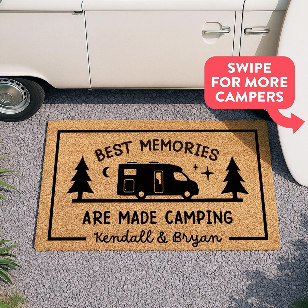Best Memories Are Made Camping - Door Mat With Family Name - Customize ...