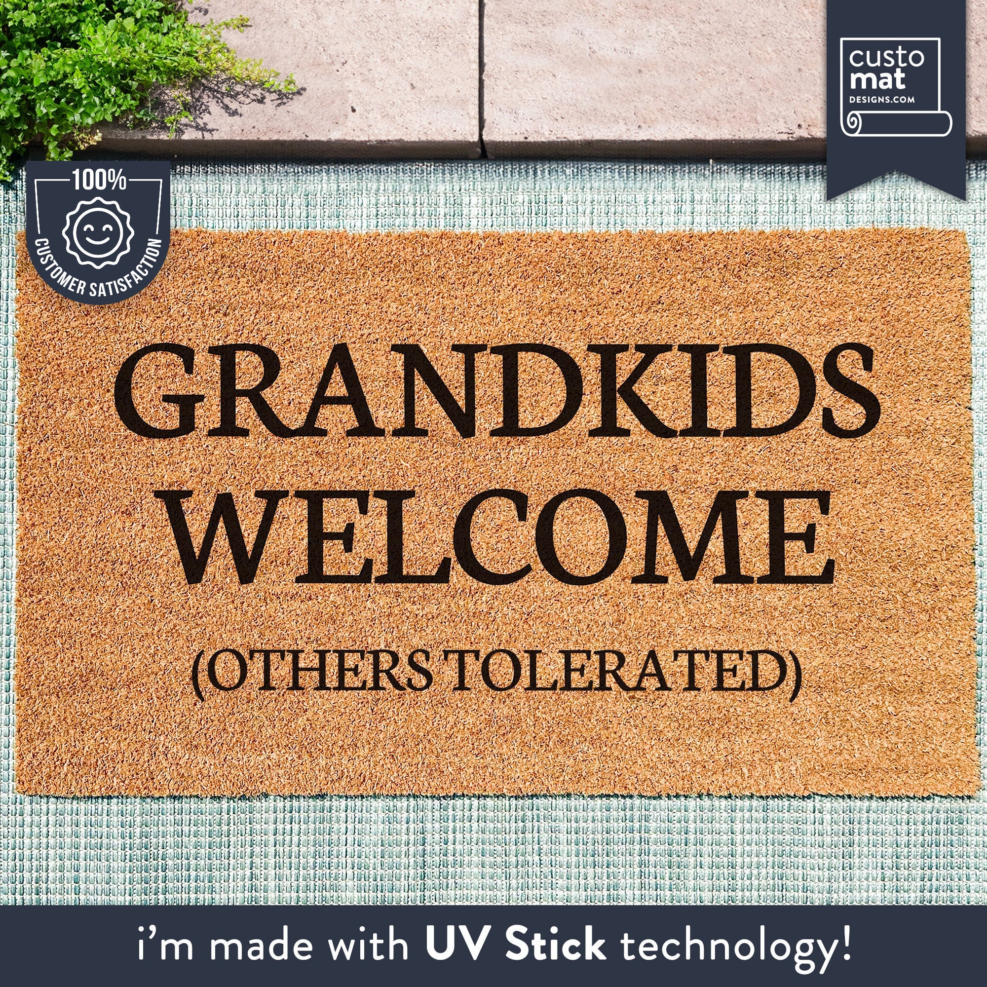 Grandkids Welcome Others Tolerated Doormat, Grandma Grandpa Gift, Gift For Grandparents, Welcome Door Mat, Front Door Decor, Gift From Kids