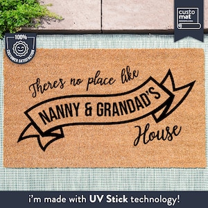 There&#39;s No Place Like Nanny And Grandad&#39;s House - Personalized Grandparents Gift - Personalized Family Mat - Custom Grandparent Gift
