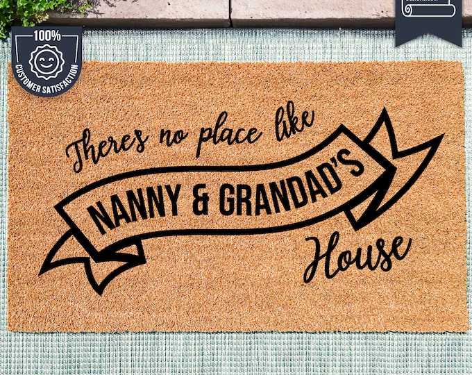 There's No Place Like Nanny And Grandad's House - Personalized Grandparents Gift - Personalized Family Mat - Custom Grandparent Gift