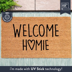 Welcome Homie Heart Doormat - Funny Welcome Mat - Housewarming Gift