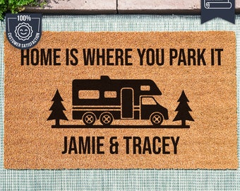 Personalized Camping Doormat - Custom RV Door Mat - Coir Welcome Mat For A Campsite - Camping Gift