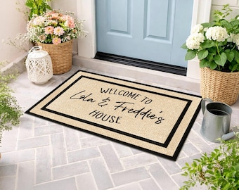 Personalised Names Doorstep Welcome Mat, Weatherproof Name Rug