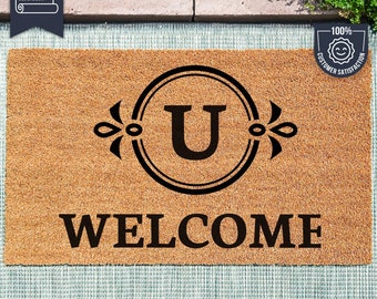 Doormat Personalized - Monogram Welcome Mat - Monogram Doormat - Coir Door Mat - Custom Wedding - Closing - Housewarming Gift