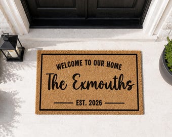 Personalised Family Name Mat | Custom Doormat | Moving Home Present