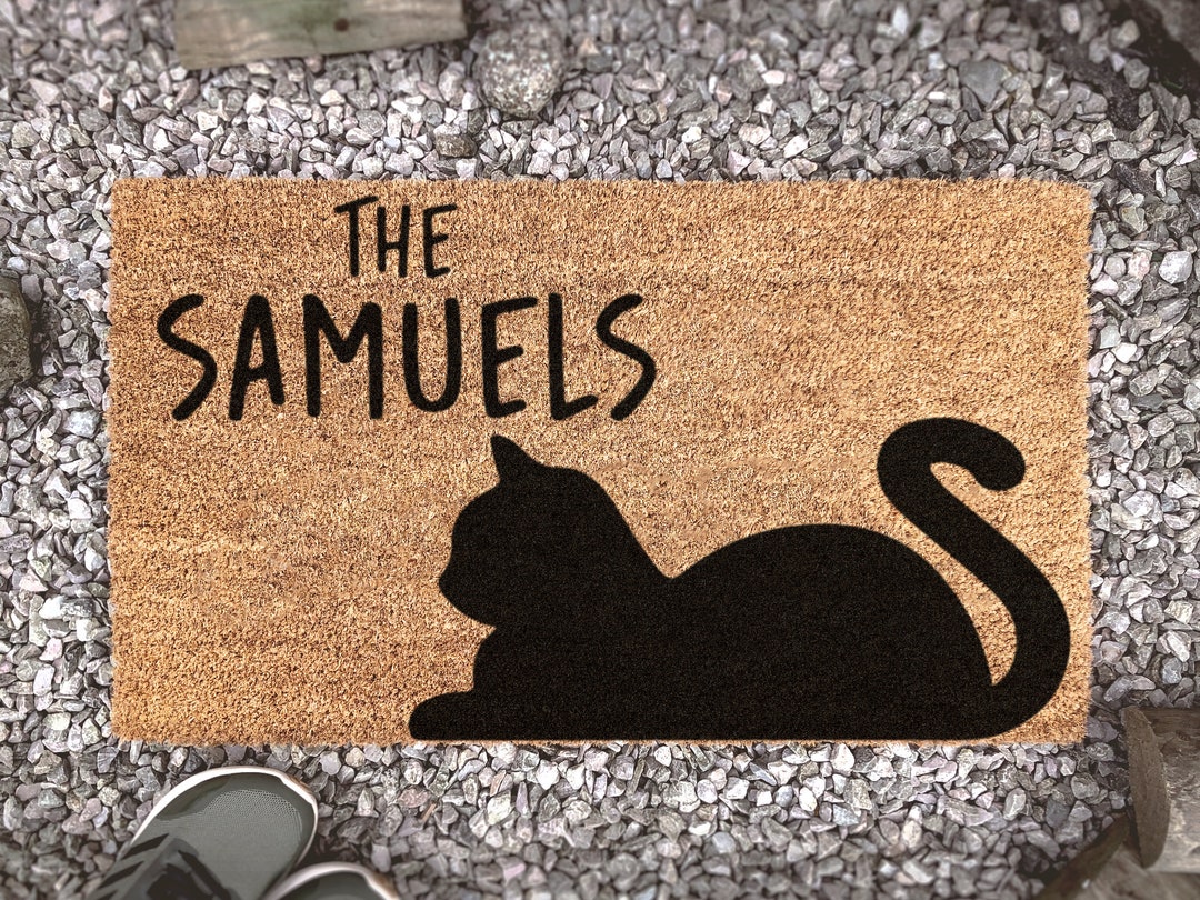 Family Cat Doormat Black Cat Doormat Customised Family Pet Etsy UK