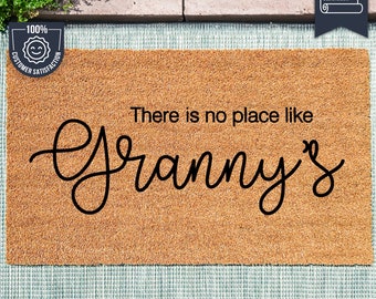 There&#39;s No Place Like Granny&#39;s - Mothers Day Gift - Grandparents Gift - Personalized Family Mat - Custom Coir Doormat - Housewarming Gift