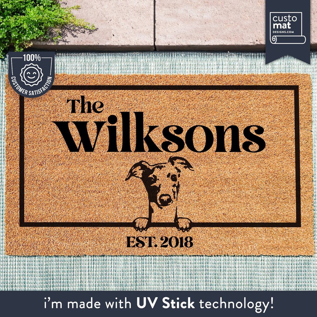 Greyhound Dog Door Mat Dog Doormat Custom Pet Breed Personalized Animal